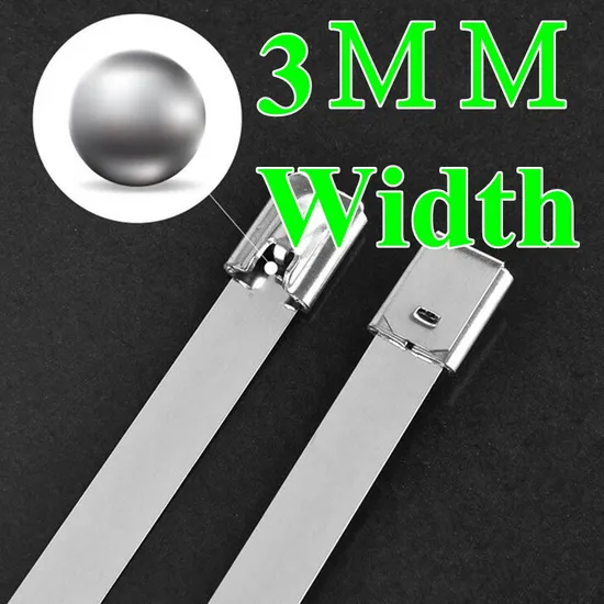 Self Locking 3mm 304 Stainless Steel Cable Tie Ultra Slim Narrow 3mm Width Tie Cable 