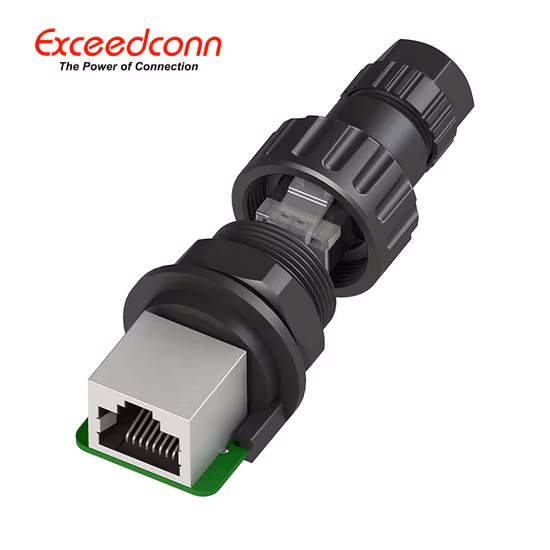 Aviation Metal Nut Waterproof RJ45 Panel Connector with Extension Cord